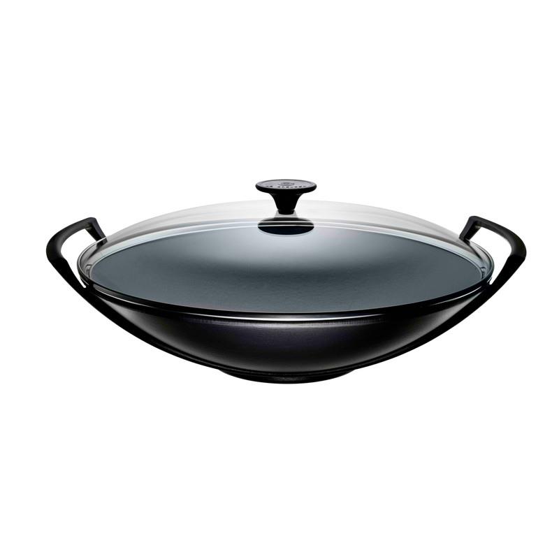 WOK NEGRO MATE TAPA CRISTAL 36 CMMAIS