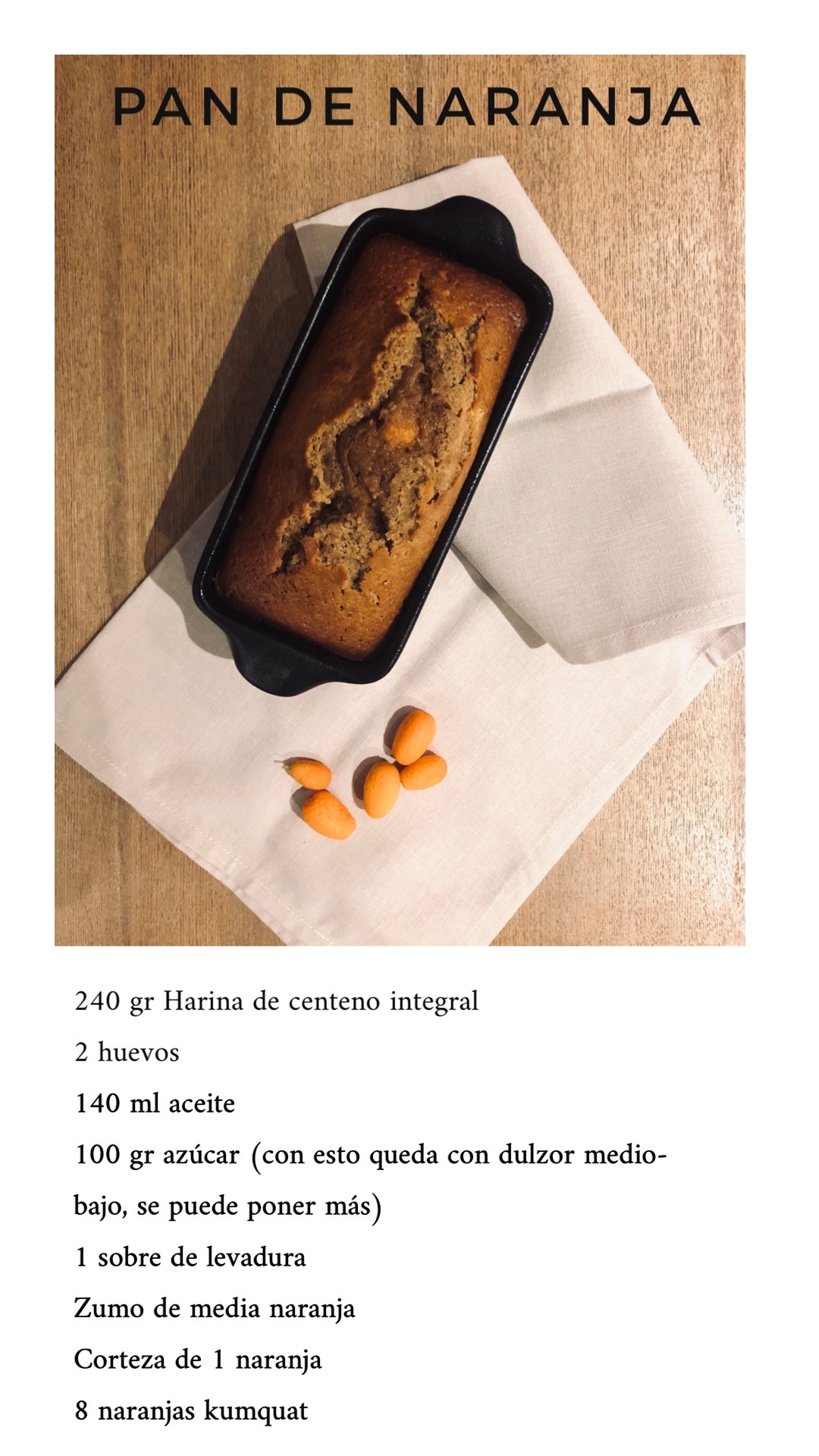 receta pan de naranja